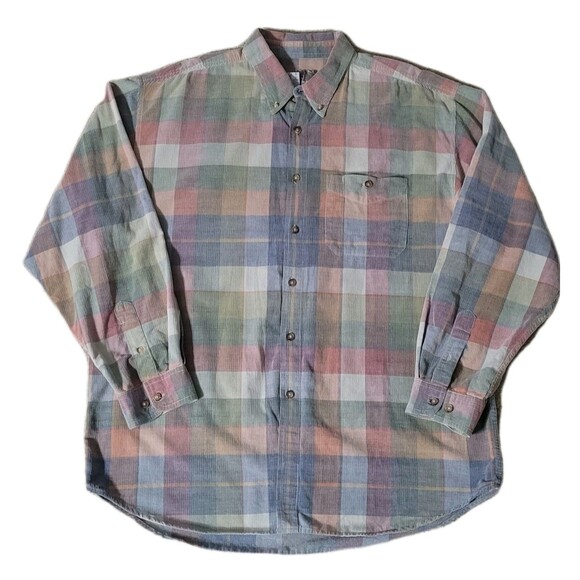 Territory Ahead Corduroy Shirt Mens 2XL XXL Multicolor Plaid Button Down Tartan - Picture 1 of 12